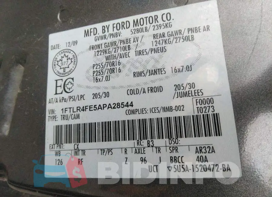 1FTLR4FE5APA28544 Photo# 9