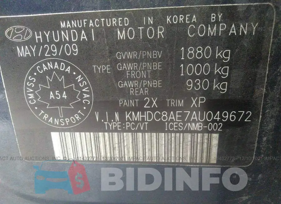 KMHDC8AE7AU049672 Photo# 9