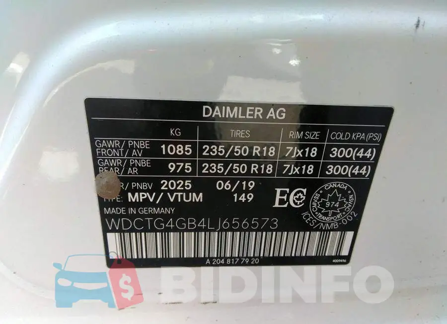 WDCTG4GB4LJ656573 Photo# 9