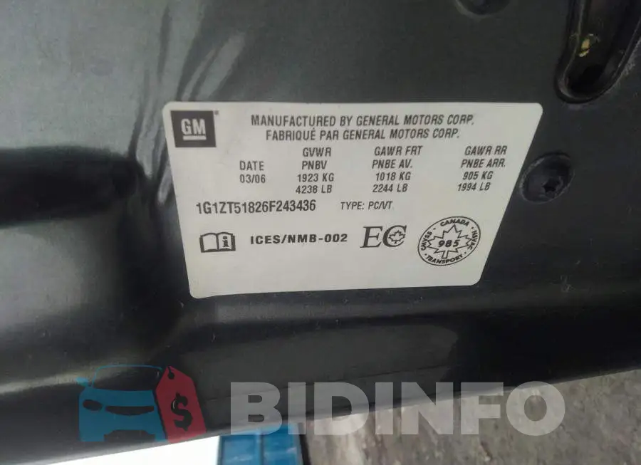 1G1ZT51826F243436 Photo# 9