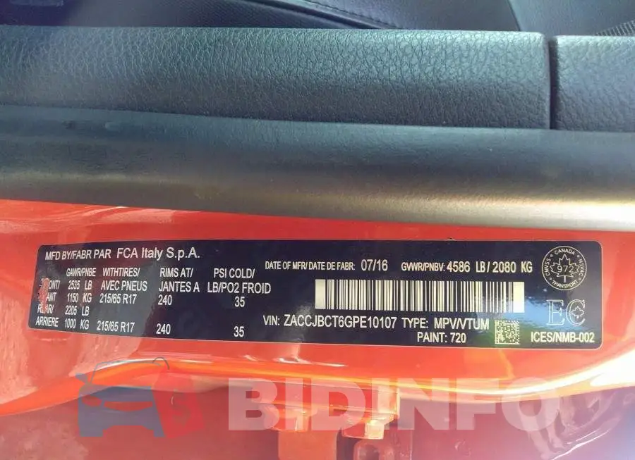 ZACCJBCT6GPE10107 Photo# 9
