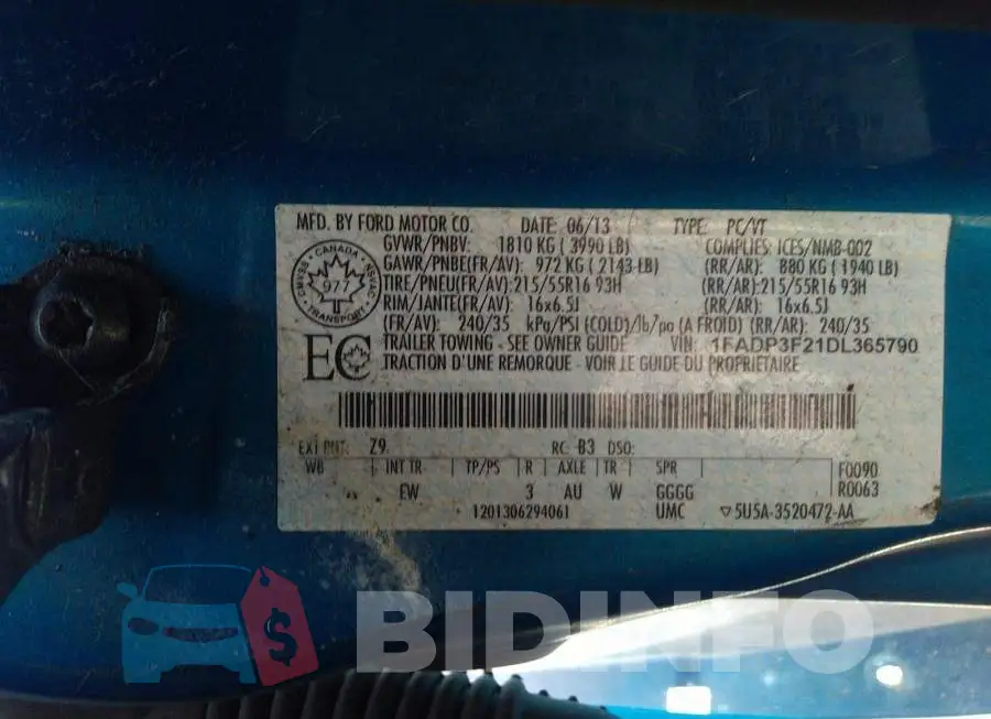 1FADP3F21DL365790 Photo# 9