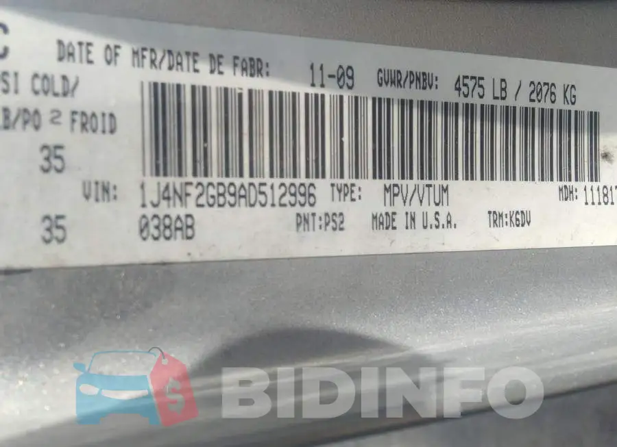 1J4NF2GB9AD512996 Photo# 9