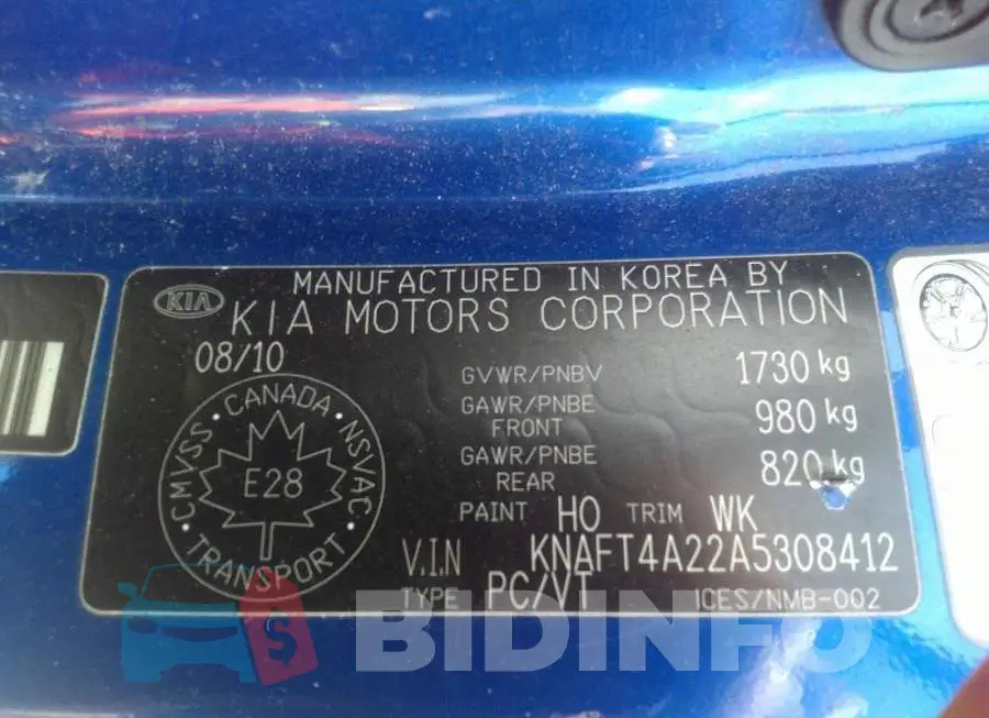 KNAFT4A22A5308412 Photo# 9