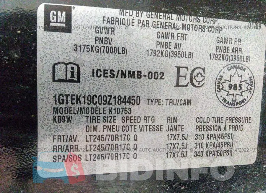 1GTEK19C09Z184450 Photo# 9