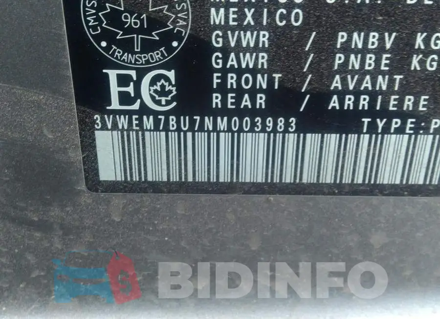 3VWEM7BU7NM003983 Photo# 9