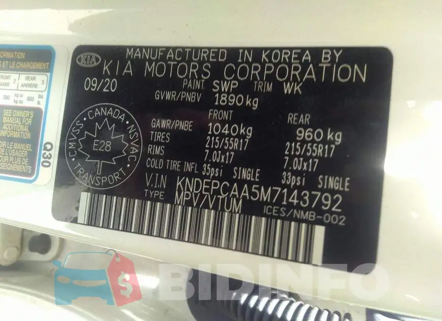KNDEPCAA5M7143792 Photo# 9
