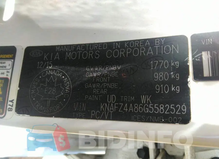 KNAFZ4A86G5582529 Photo# 9