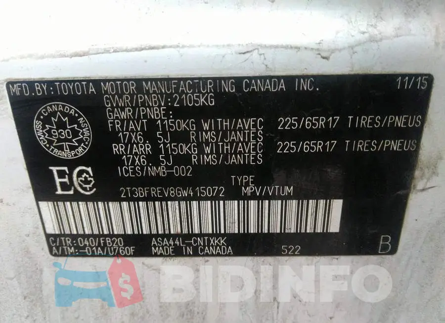 2T3BFREV8GW415072 Photo# 9
