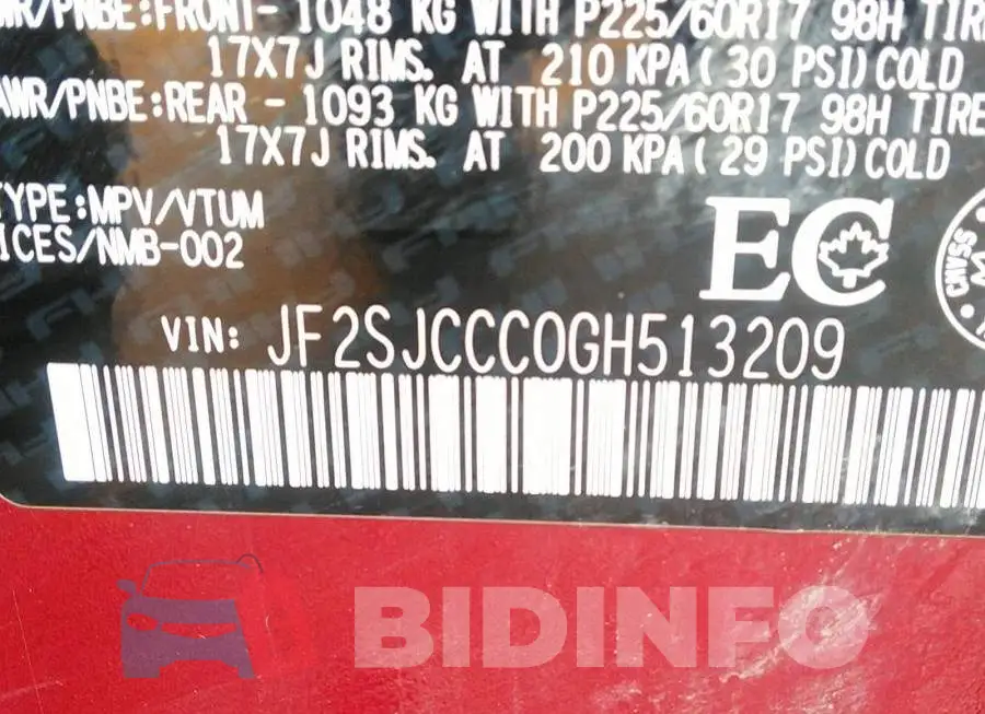 JF2SJCCC0GH513209 Photo# 9