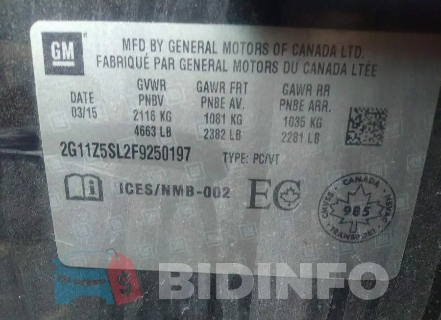 2G11Z5SL2F9250197 Photo# 9