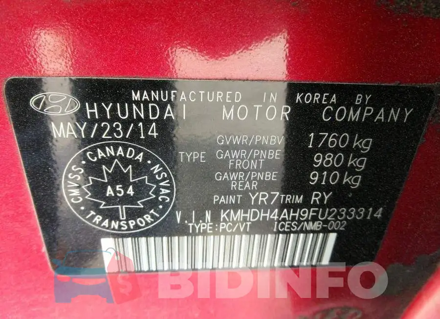 KMHDH4AH9FU233314 Photo# 9