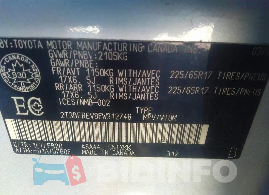 2T3BFREV8FW312748 Photo# 9