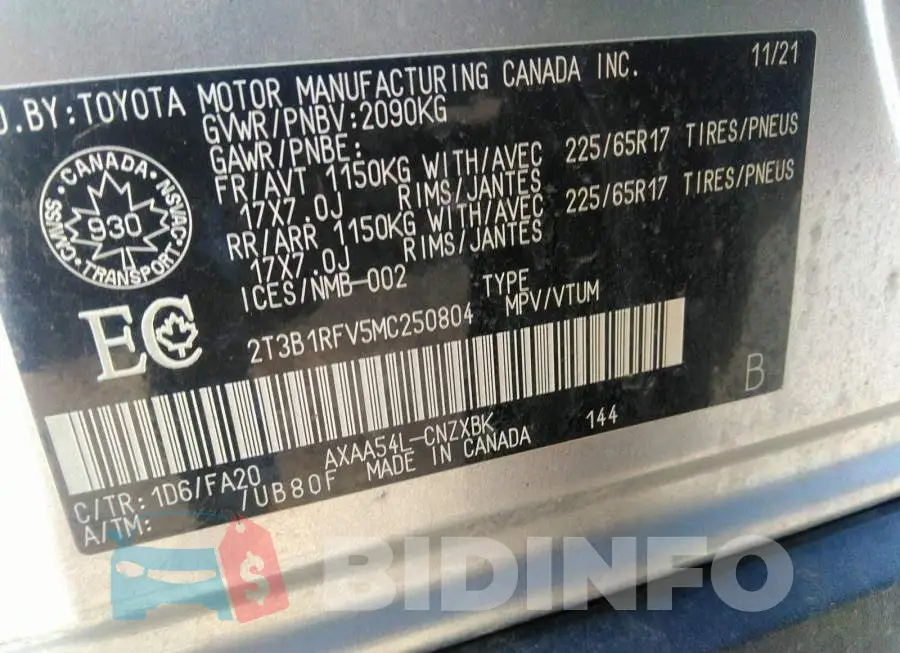 2T3B1RFV5MC250804 Photo# 9
