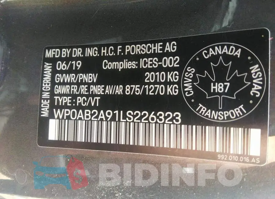 WP0AB2A91LS226323 Photo# 9