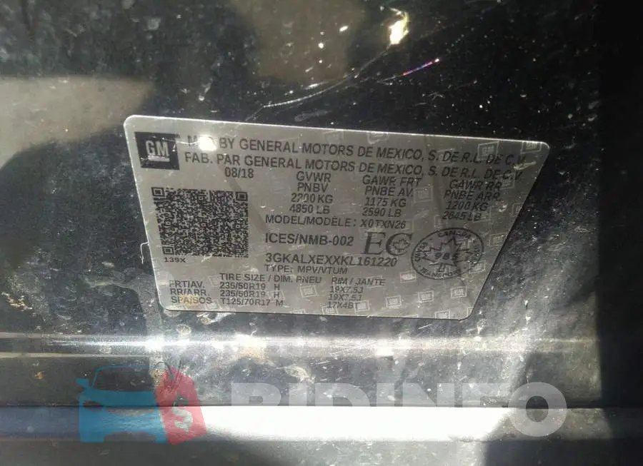 3GKALXEXXKL161220 Photo# 9