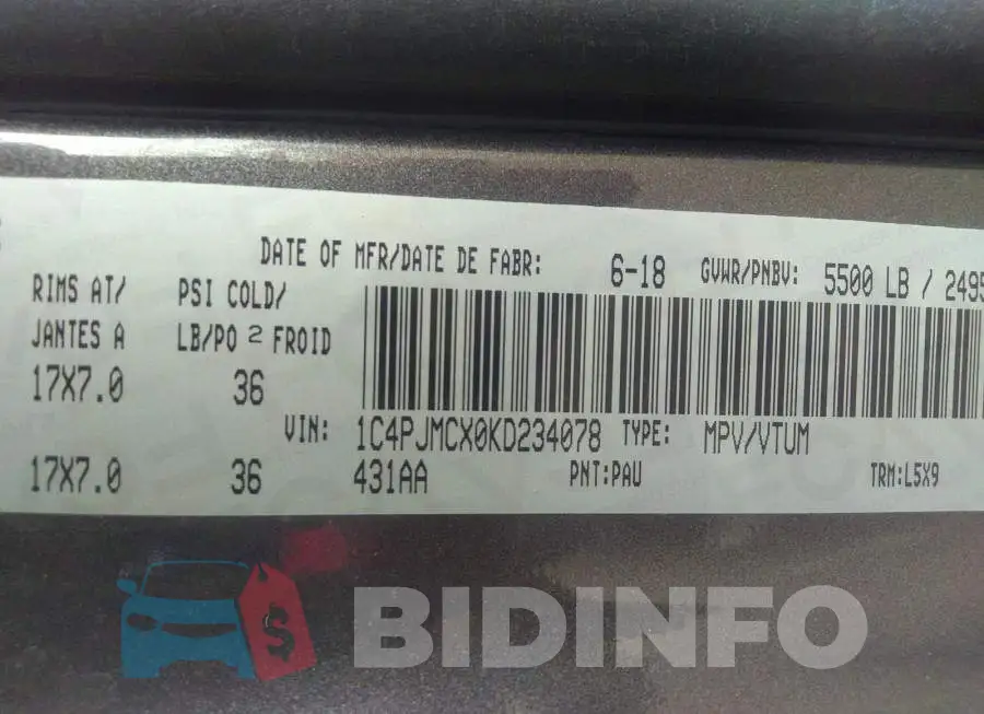 1C4PJMCX0KD234078 Photo# 9