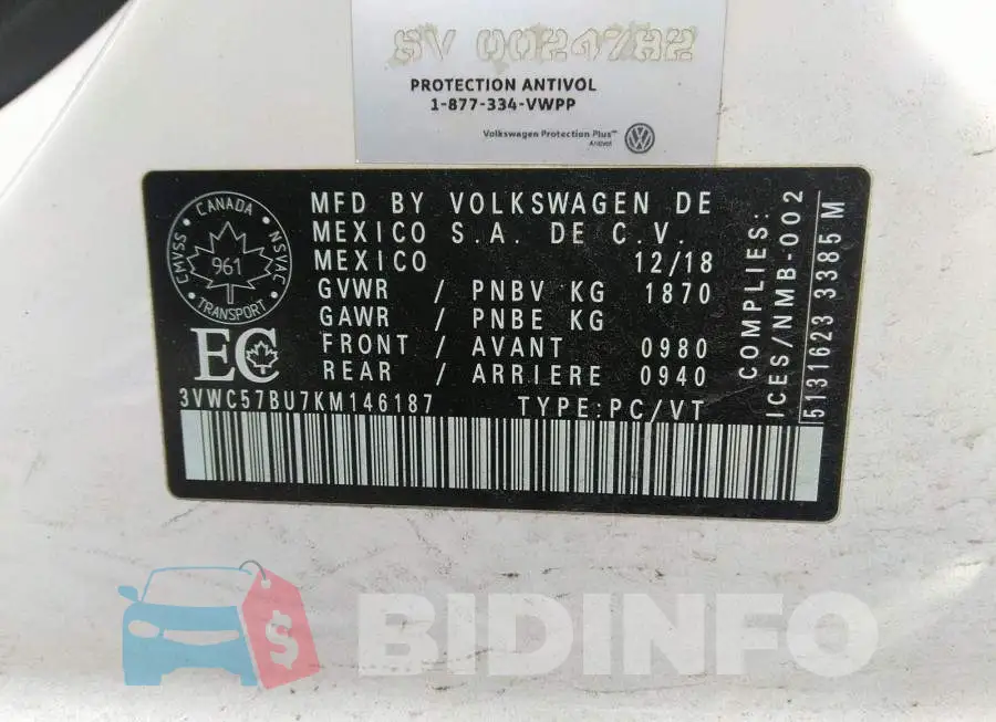 3VWC57BU7KM146187 Photo# 9