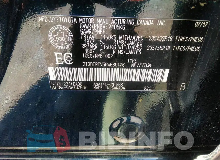 2T3DFREV5HW680476 Photo# 9
