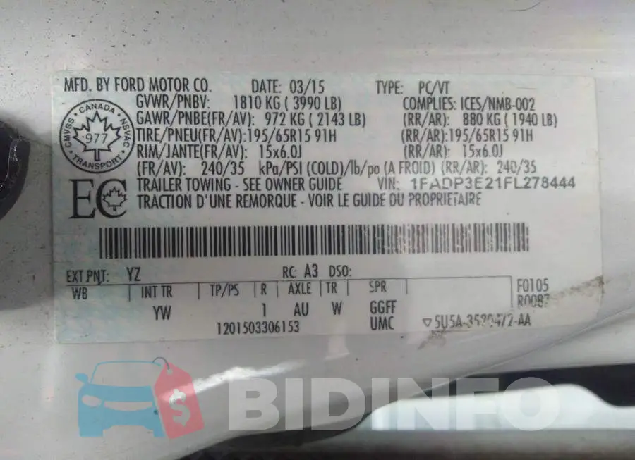 1FADP3E21FL278444 Photo# 9