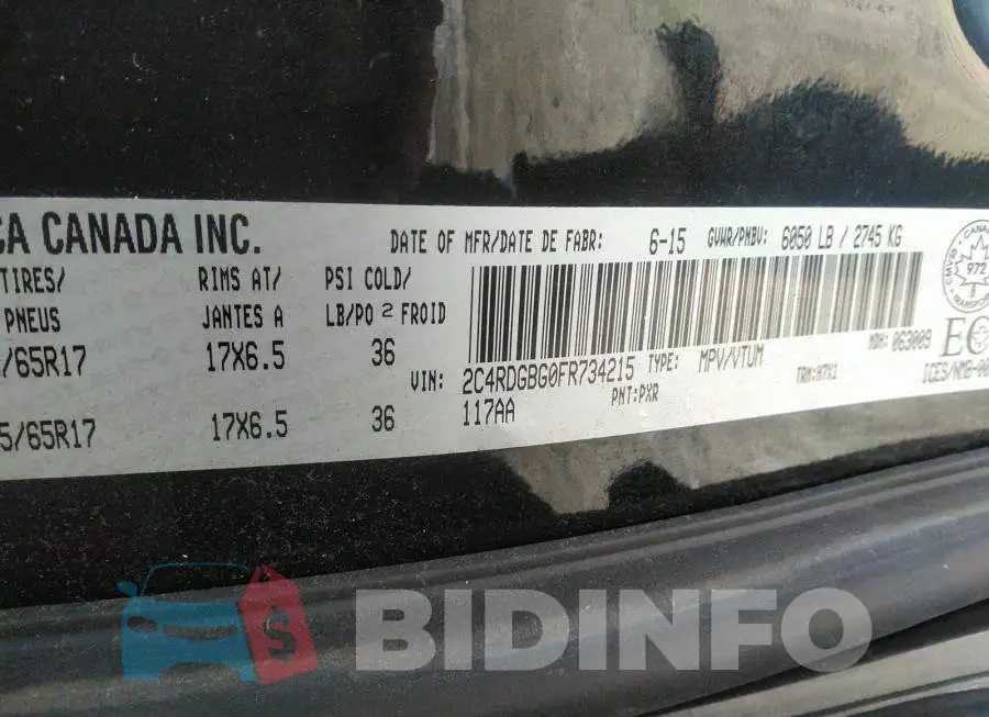 2C4RDGBG0FR734215 Photo# 9