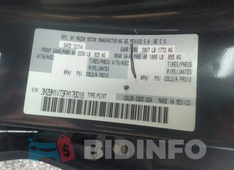 3MZBM1V73FM176018 Photo# 9