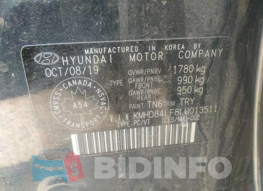 KMHD84LF8LU013511 Photo# 9