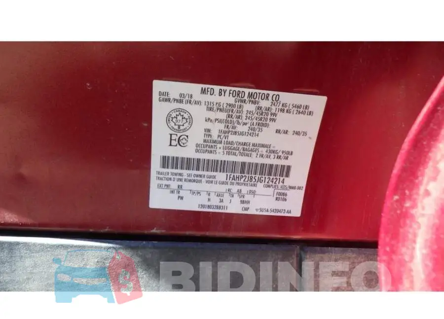 1FAHP2J85JG124214 Photo# 9