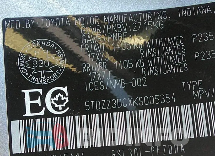 5TDZZ3DCXKS005354 Photo# 9