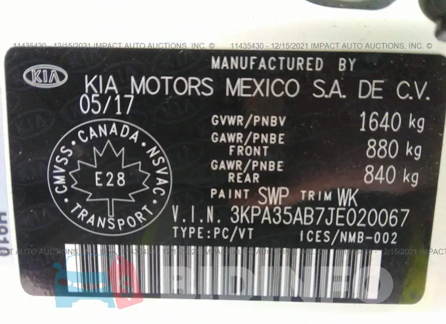 3KPA35AB7JE020067 Photo# 9