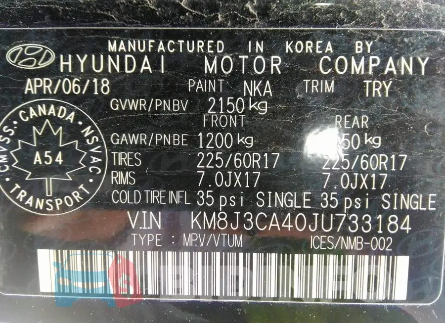 KM8J3CA40JU733184 Photo# 9
