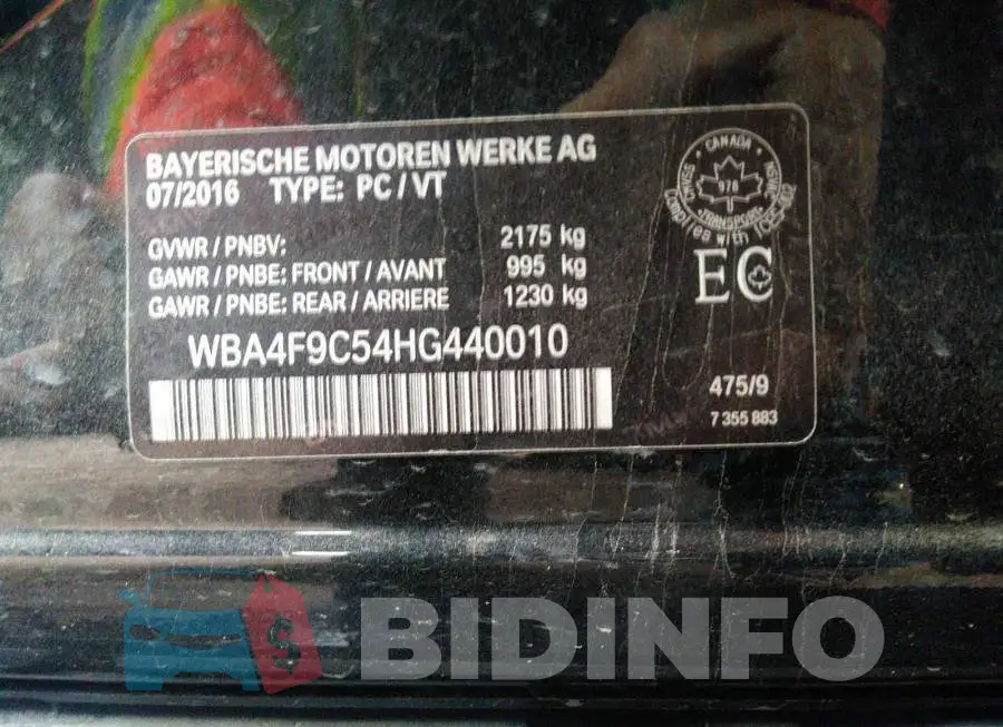 WBA4F9C54HG440010 Photo# 9