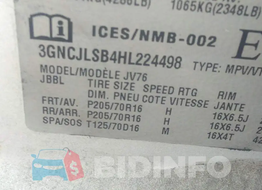 3GNCJLSB4HL224498 Photo# 9