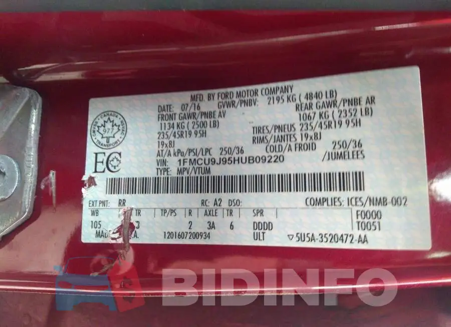 1FMCU9J95HUB09220 Photo# 9