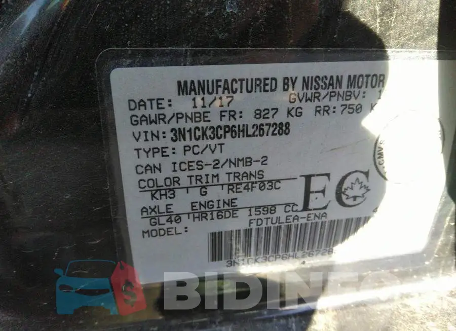 3N1CK3CP6HL267288 Photo# 9