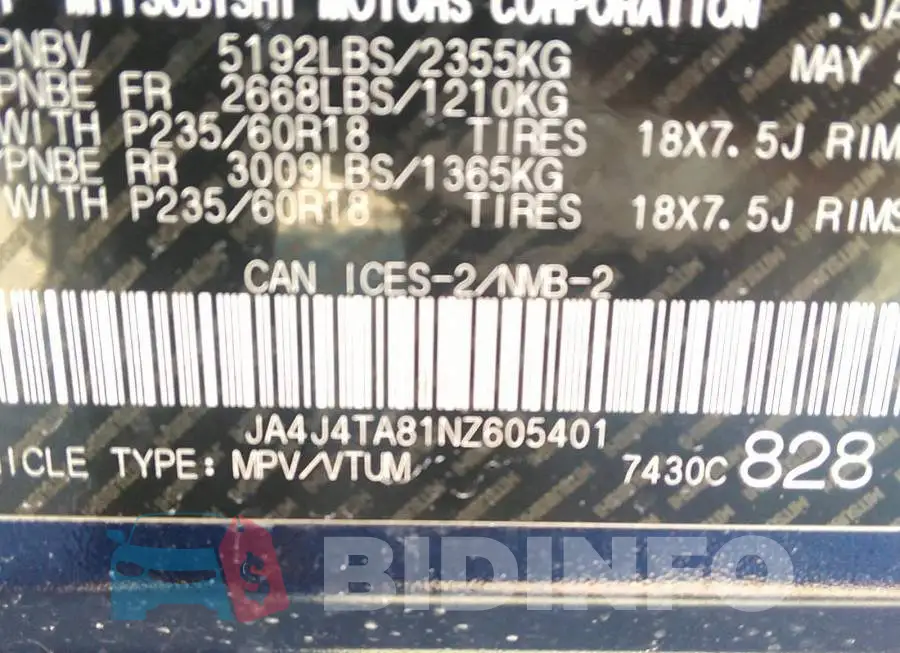 JA4J4TA81NZ605401 Photo# 9