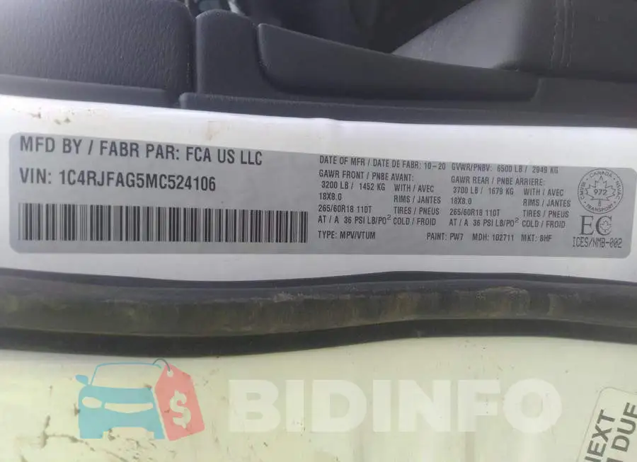 1C4RJFAG5MC524106 Photo# 9