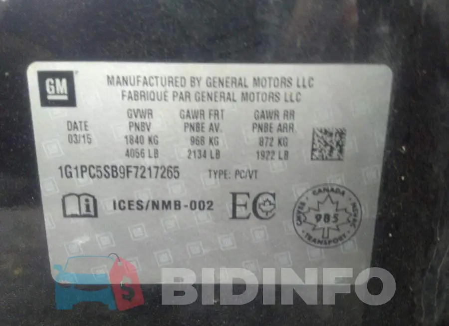 1G1PC5SB9F7217265 Photo# 9