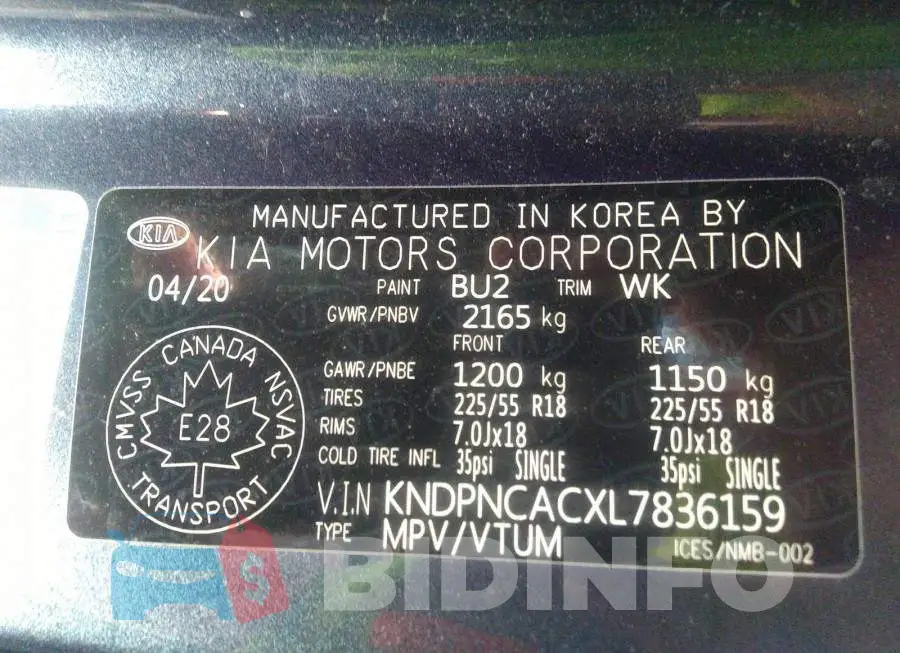 KNDPNCACXL7836159 Photo# 9