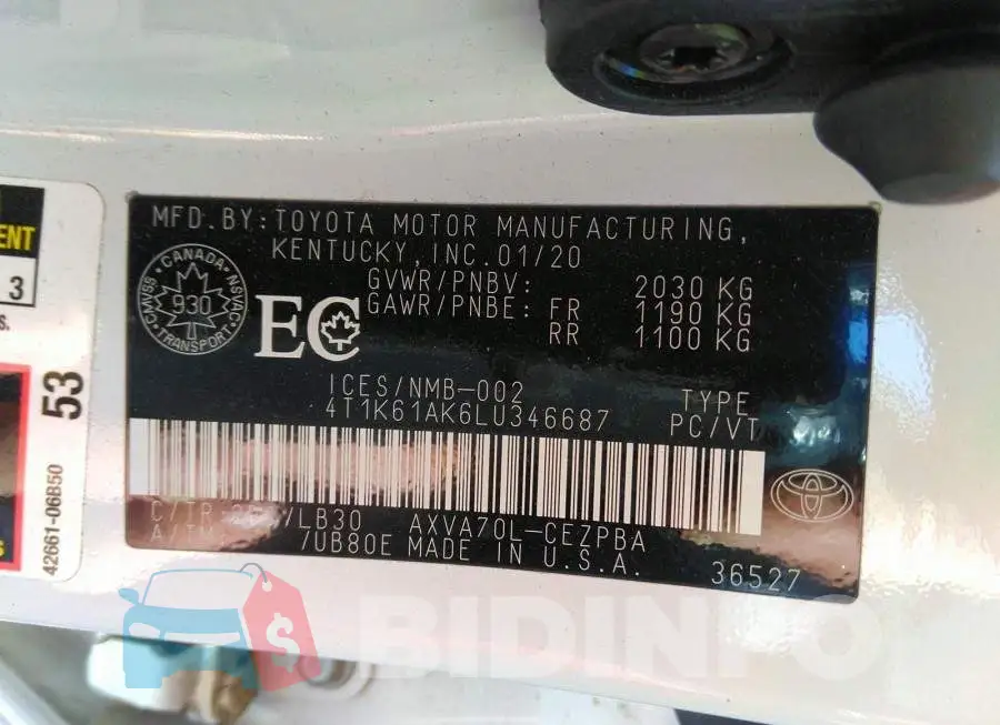 4T1K61AK6LU346687 Photo# 9