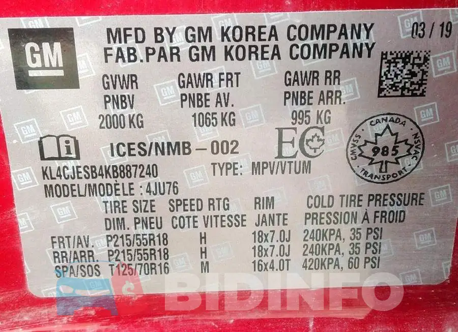 KL4CJESB4KB887240 Photo# 9