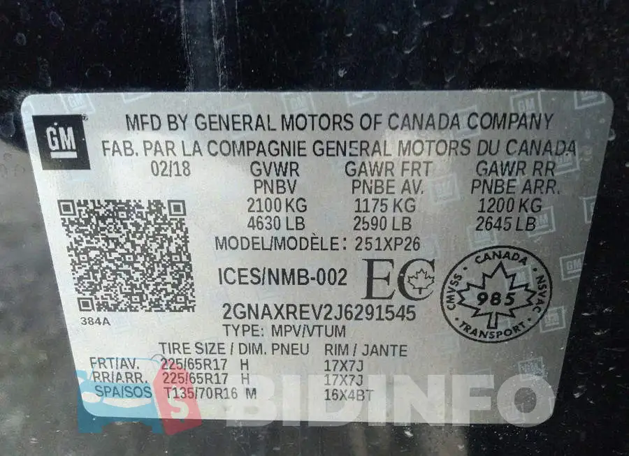 2GNAXREV2J6291545 Photo# 9