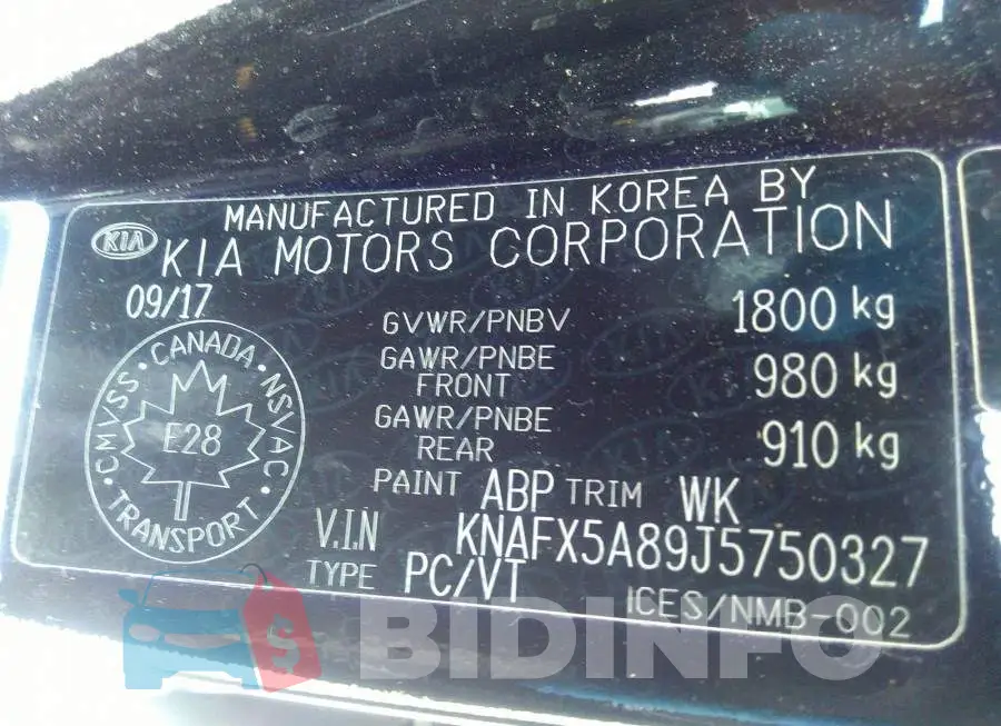 KNAFX5A89J5750327 Photo# 9