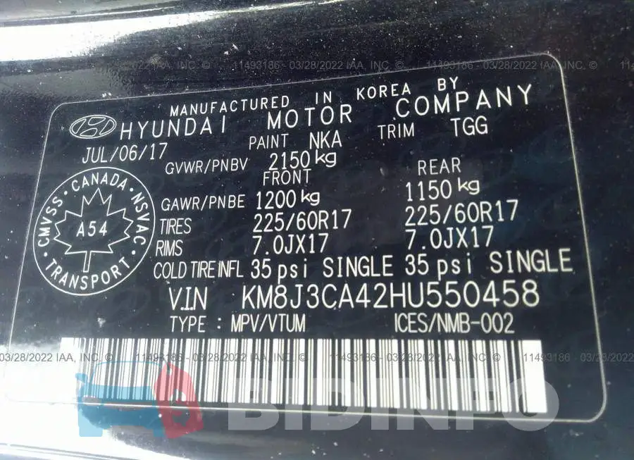 KM8J3CA42HU550458 Photo# 9