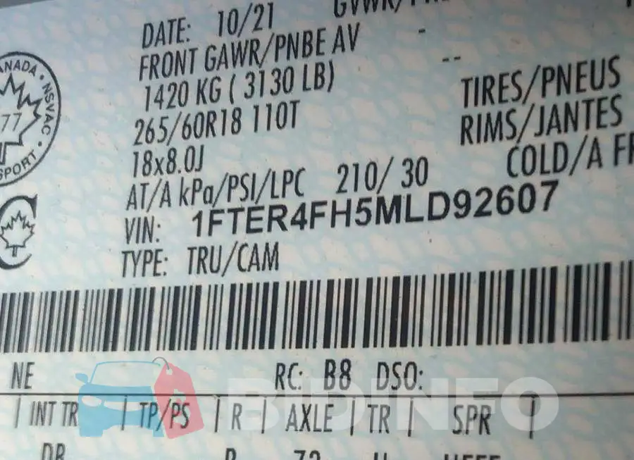 1FTER4FH5MLD92607 Photo# 9