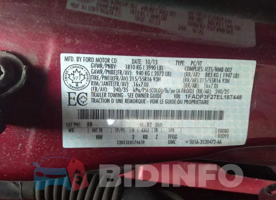 1FADP3F27EL187448 Photo# 9