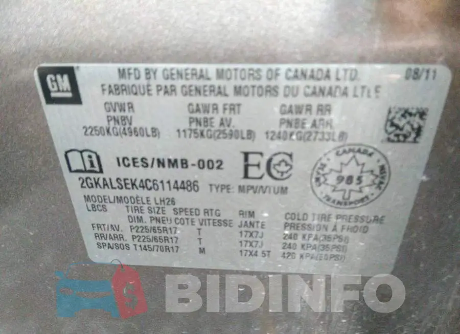 2GKALSEK4C6114486 Photo# 9