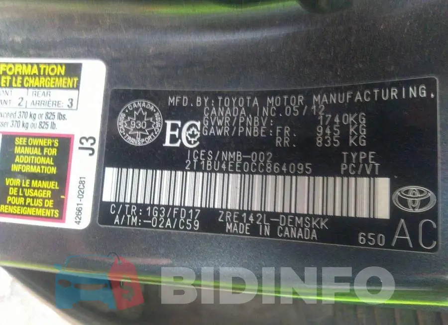 2T1BU4EE0CC864095 Photo# 9