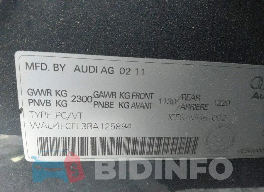 WAU4FCFL3BA125894 Photo# 9