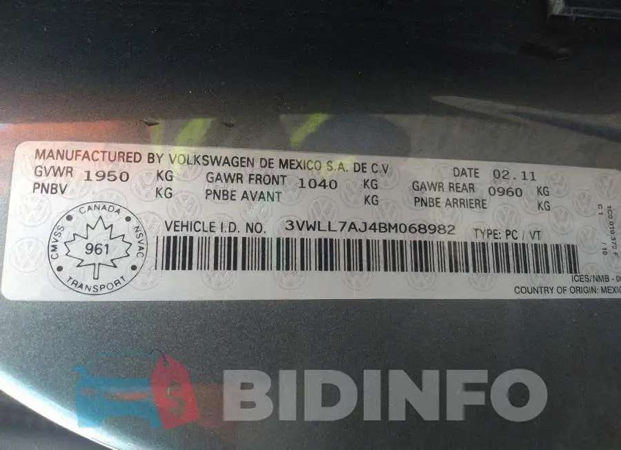 3VWLL7AJ4BM068982 Photo# 9